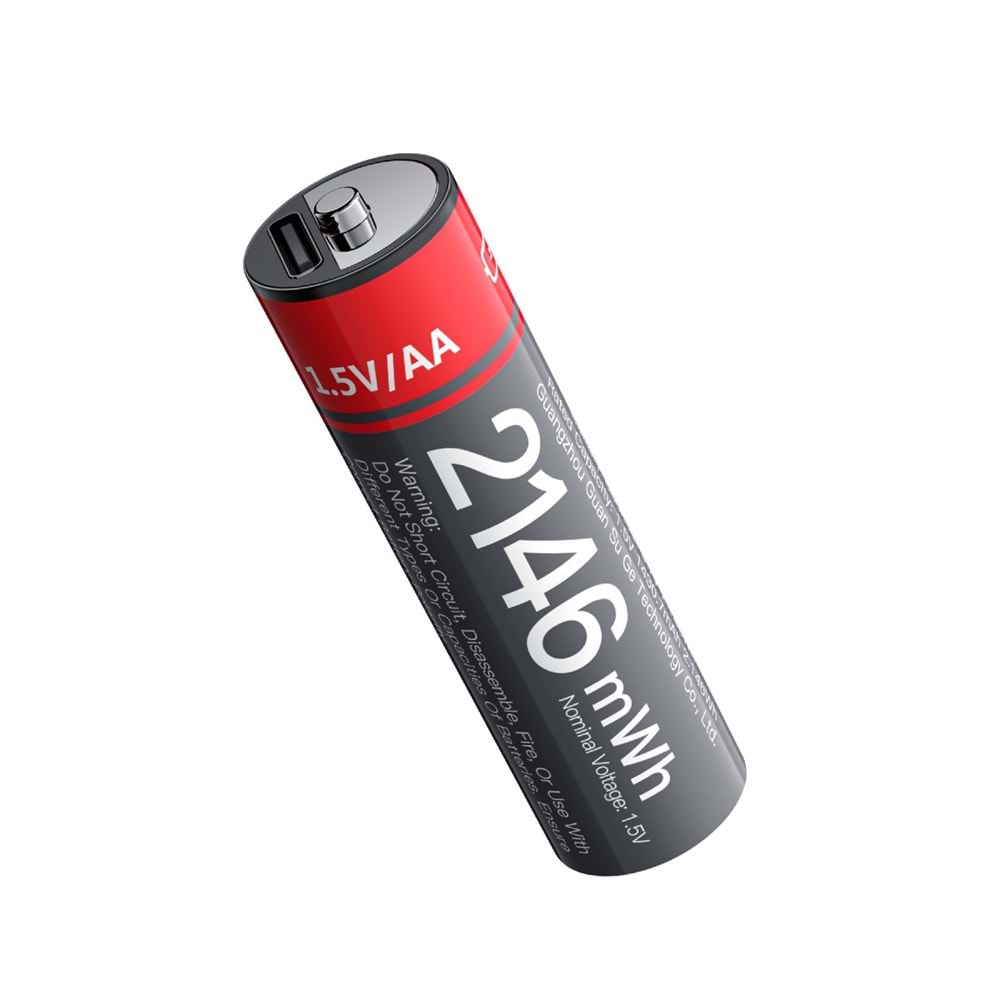 Yesido YP88 4 Adet Şarj Edilebilir Yüksek Verimli 1430 mAh 1.5V AA Saat Pil - Siyah