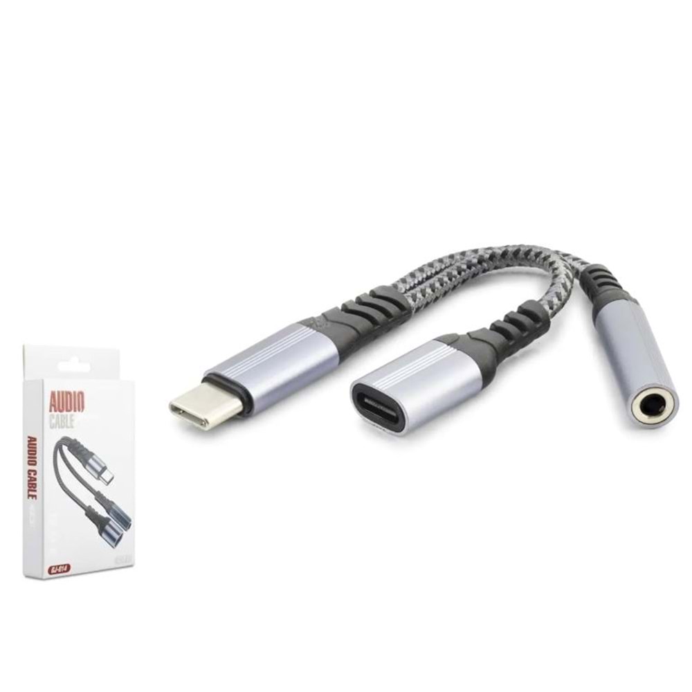 HADRON GJ-014 Type-C to Type-C + 3.5 mmDişi Ayırıcı Kablo - Siyah