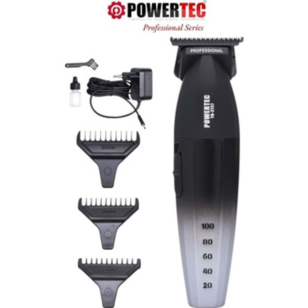 Powertec TR-2727 Black Profesyonel Type-C Şarjlı Sakal Ense Çizim Tıraş Makinesi
