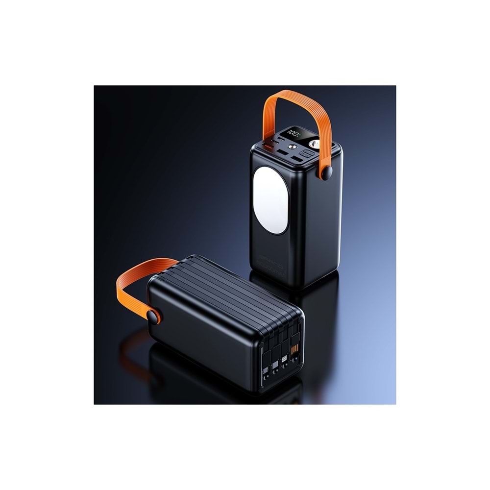 Cepini Cp-05 50.000mAh PD 22.5w Hızlı Şarj Destekli Powerbank - Dahili 4 Kablolu ve LED Aydınlatmalı - Siyah