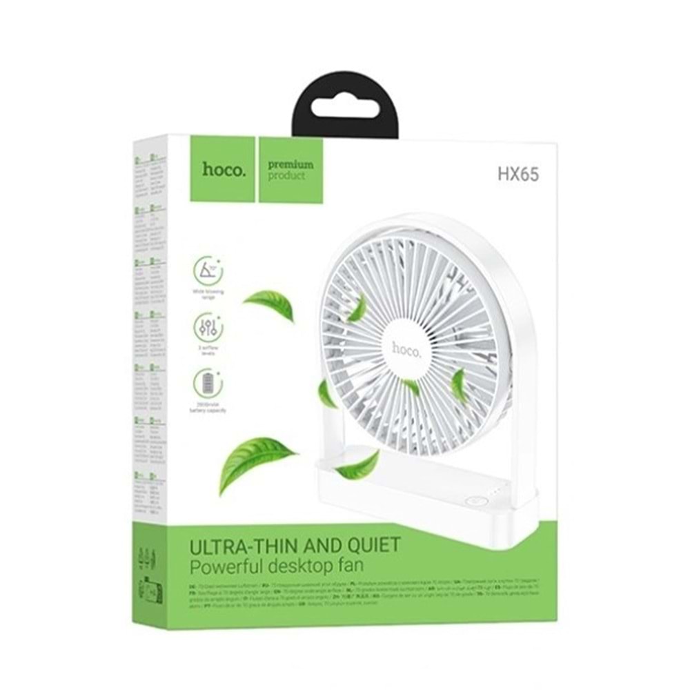 Hoco. HX65 Ultra İnce Masaüstü Soğutucu Fan - Beyaz
