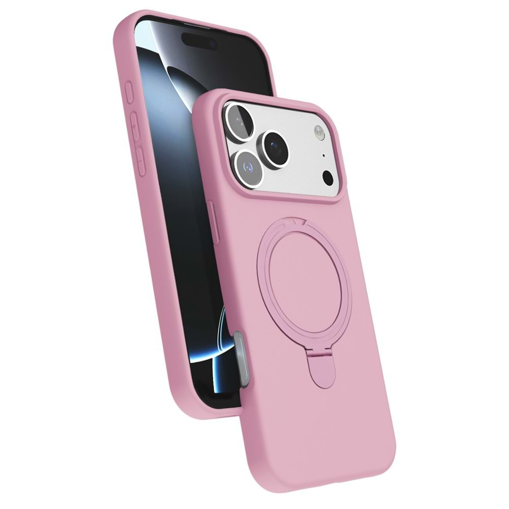 Newface Apple iPhone 17 Regal Magsafe Standlı Kapak - Pembe