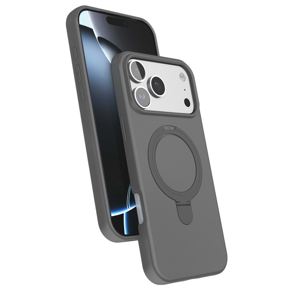 Newface Apple iPhone 17 Pro Regal Magsafe Standlı Kapak - Titan Gray