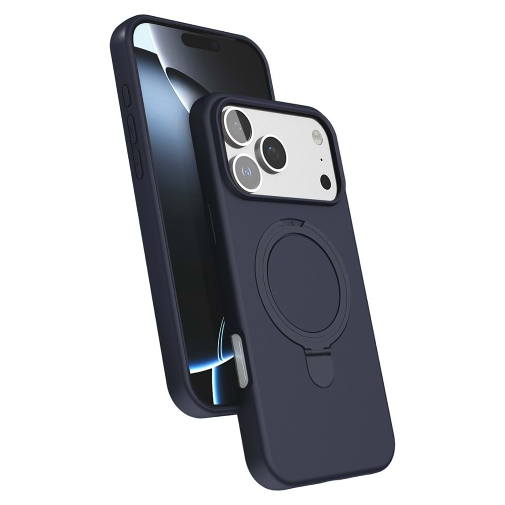 Newface Apple iPhone 17 Pro Max Regal Magsafe Standlı Kapak - Lacivert