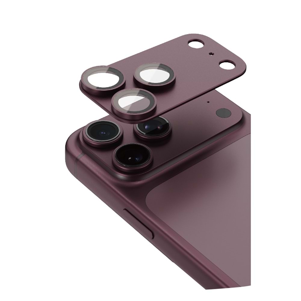 HDD Apple iPhone 18 Pro Max Pyroxene Kamera Lens Koruyucu - Bordo