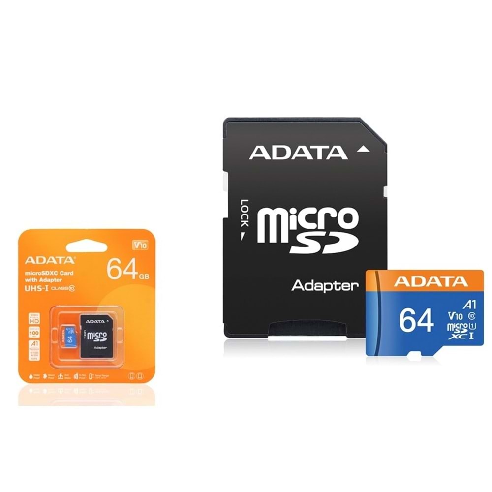 ADATA Premier 64 GB microSDXC Hafıza Kartı U1 V10 A1 Class 10 Adaptörlü Siyah