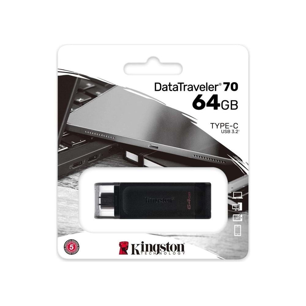 Kingston Dt70 64Gb Usb-C 3.2 Gen 1 Type-C To Usb 64 Gb Flash Bellek