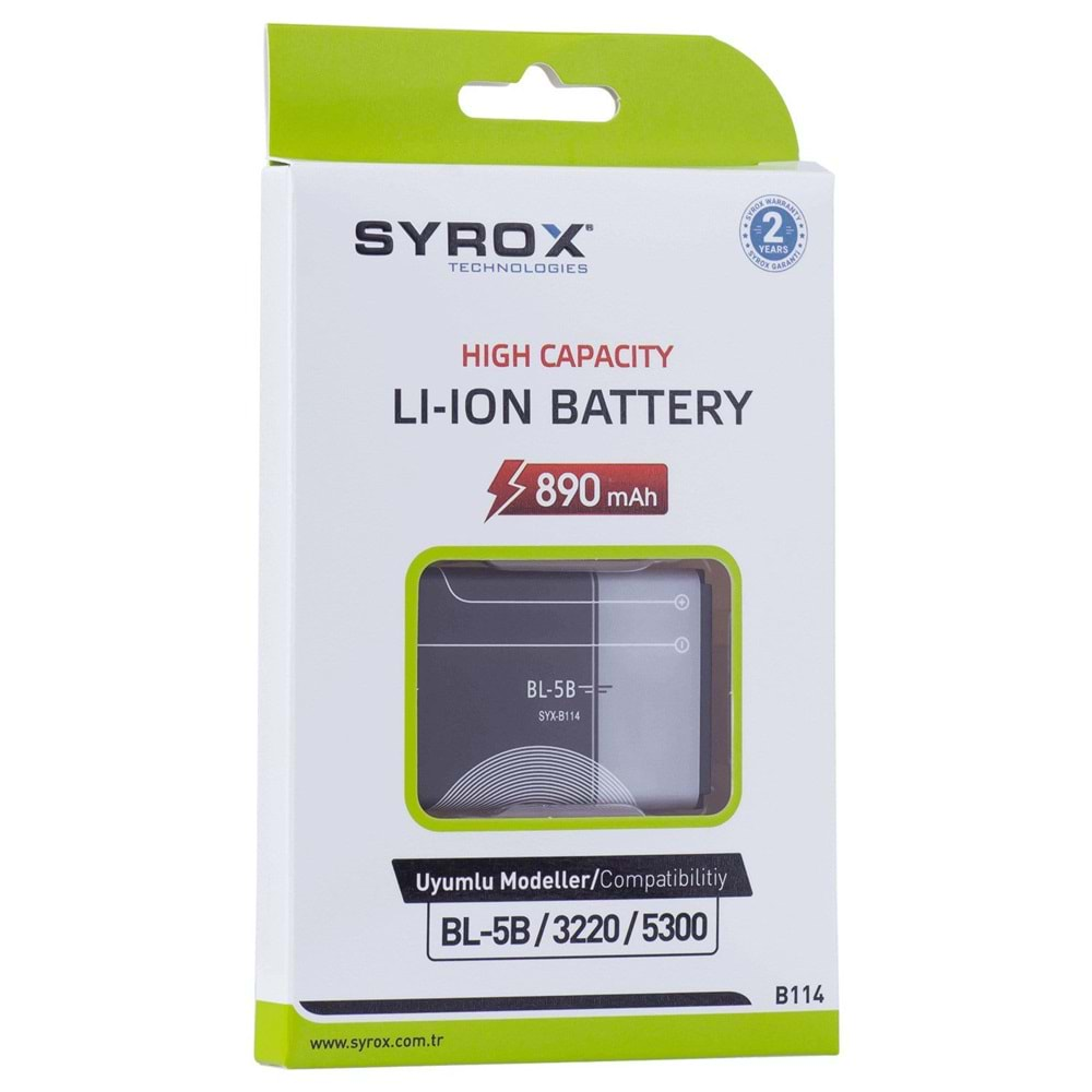 Syrox Nokia Bl- 5B / 3220 / 5300 / 6060 Batarya B114