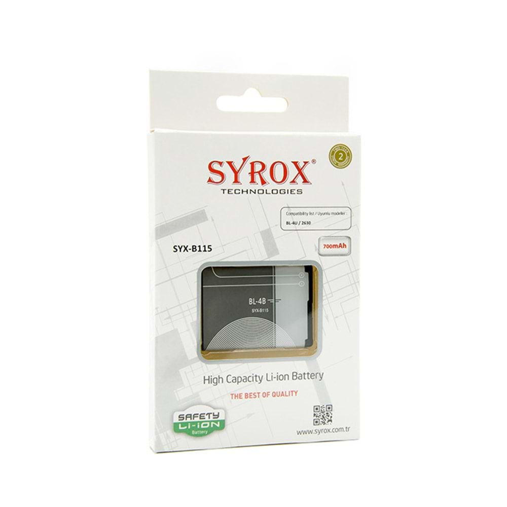 Syrox Nokia Bl- 4B / 2630 / 6311 / 7370 Batarya Syx-B115