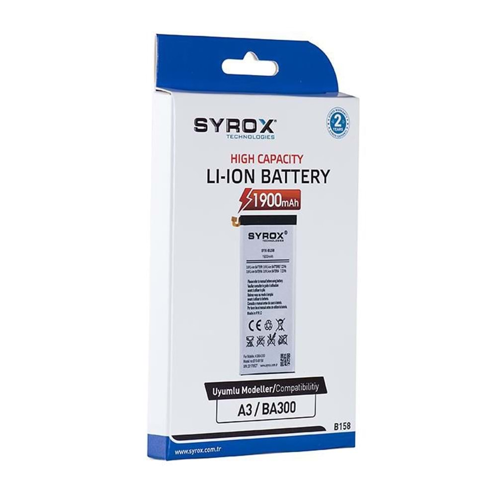 Syrox Samsung A300 A3 Batarya B158