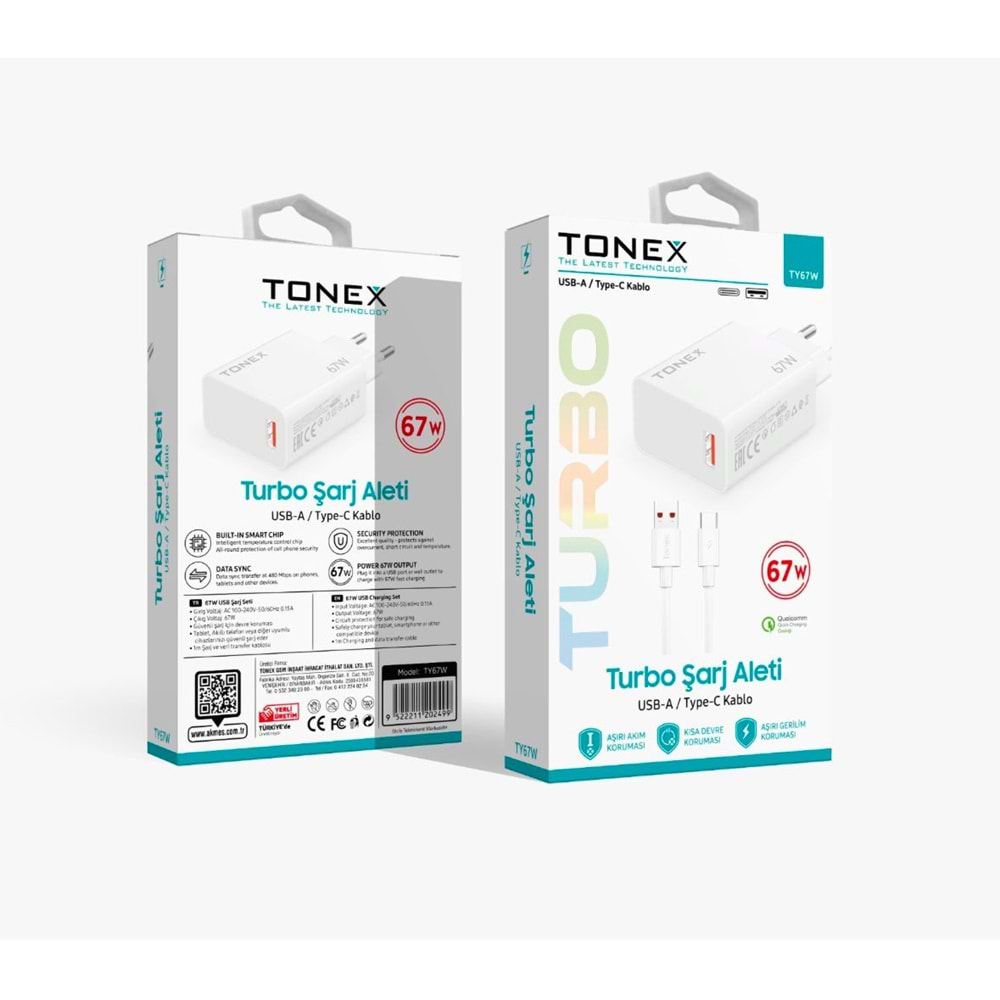 Tonex 67W Turbo Şarj Type-C (Saniye Sayar)