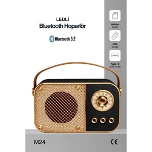 Concord M24 Şarjlı Bluetooth Hoparlör 5W Mini Radyo Sd Kart Usb Girişli Ses Bombası - Siyah