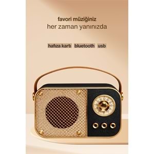 Concord M24 Şarjlı Bluetooth Hoparlör 5W Mini Radyo Sd Kart Usb Girişli Ses Bombası - Siyah