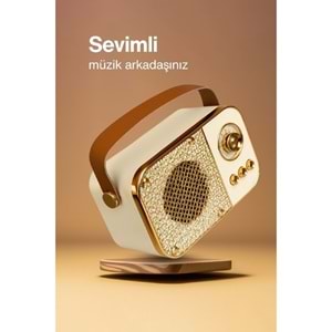 Concord M24 Şarjlı Bluetooth Hoparlör 5W Mini Radyo Sd Kart Usb Girişli Ses Bombası - Bej