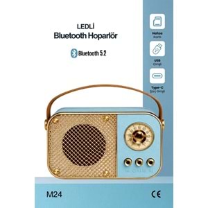Concord M24 Şarjlı Bluetooth Hoparlör 5W Mini Radyo Sd Kart Usb Girişli Ses Bombası - Mavi