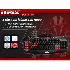 Everest Rampage Dlk-5110 Siyah Usb Makrolu Gaming Q Multimedia Klavye