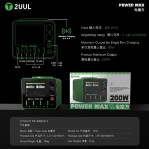 2UUL PC01 Power Max 200W Multi-Port Usb Typec Çoklayıcı Power Supply