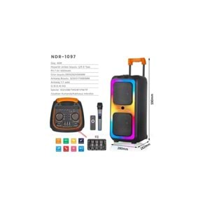 Ndr-1097 Taşınabilir Büyük Boy Rgb Işıklı Bluetooth Mikrofonlu Hoparlör