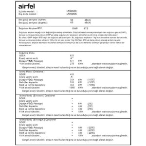 Airfel Vibe LTXQ50C WIFI A++ 18000 BTU Inverter Duvar Tipi Klima