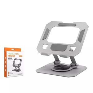 HADRON HDX8022 360° Döner Katlanır Ayarlanabilir Masaüstü Tablet ve Telefon Standı Metal - Gümüş