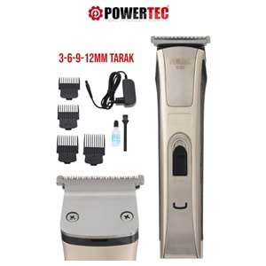 Powertec TR-558 Profesyonel Şarjlı Saç Sakal Ense T-bıçak Tıraş Makinesi