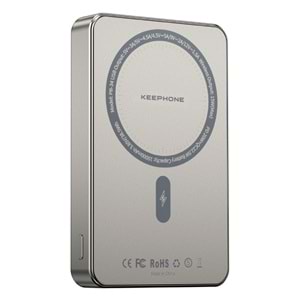 Keephone PB34 Lucci 10.000 mAh 20W Type-C 22.5W USB QC 15W Kablosuz Şarj PD Magsafe Powerbank - Koyu Gri