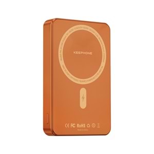Keephone PB34 Lucci 10.000 mAh 20W Type-C 22.5W USB QC 15W Kablosuz Şarj PD Magsafe Powerbank - Turuncu