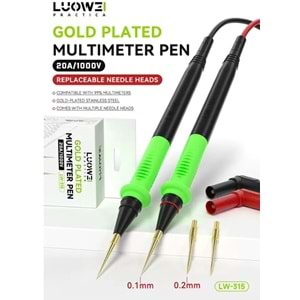 LUOWEI LW-315 1000V / 20A Profosyonel Paslanmaz Çelik İnce Uçlu Prob Kablo