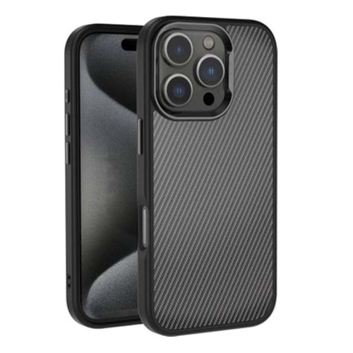 Newface İphone 16E Kılıf Maya Karbon Kapak - Siyah