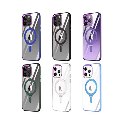 Newface iPhone 13 Pro Kılıf Mudo Magneticsafe Standlı Kapak - Mor