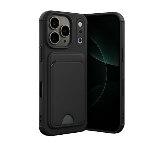 Newface Apple iPhone 17 Pro Max Kelvin Kartvizitli Silikon - Siyah