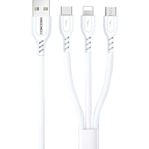 Concord C452 20 Cm. USB -Lightning-Micro TYPE-C Powerbank Kablo