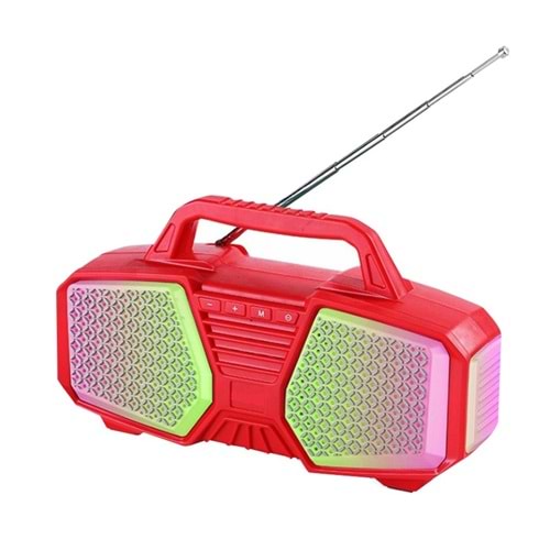 Concord C8231 Fm Radyolu Usb & Aux & Sd Kart Girişli Işıklı Bluetooth Hoparlör - Kırmızı