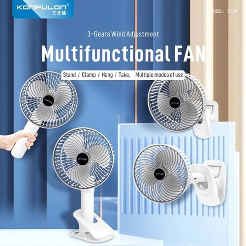 Konfulon FS19 Masaüstü Soğutma Fanı - Beyaz