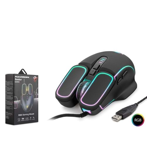 Hadron Bomber G350 6400 Dpı Rgb Ledli 1.5m Kablolu Oyuncu Mouse