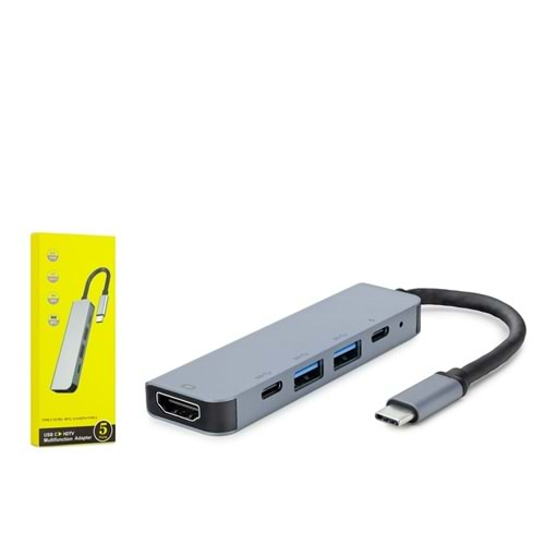 Hadron Hd4743 Çevirici Type-C To Usb 3.0 5 Port 4K Mac