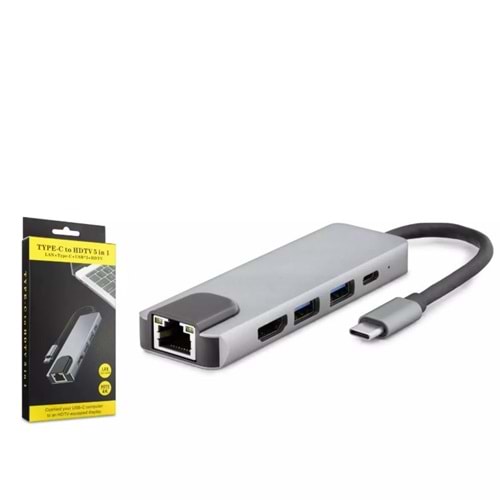 HADRON HDX7831 TYPE-C HDTV COMBO HDMI 4K 30HZ + TYPE-C + 2*USB3.0 + LAN 51N1 GRİ