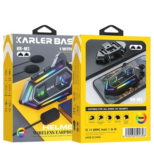 Karler Bass KRM2 RGB Motosiklet Sürücüleri İçin IPX6 Su Geçirmez Özellikli Kablosuz İntercom