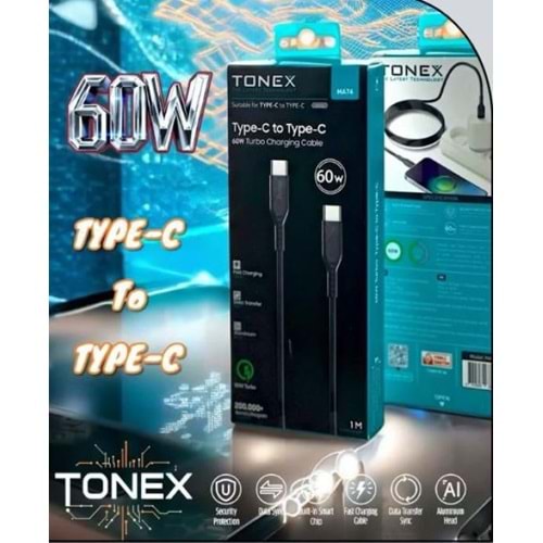 Tonex MA74 Typec to Typec PD Data Kablo 60w Siyah