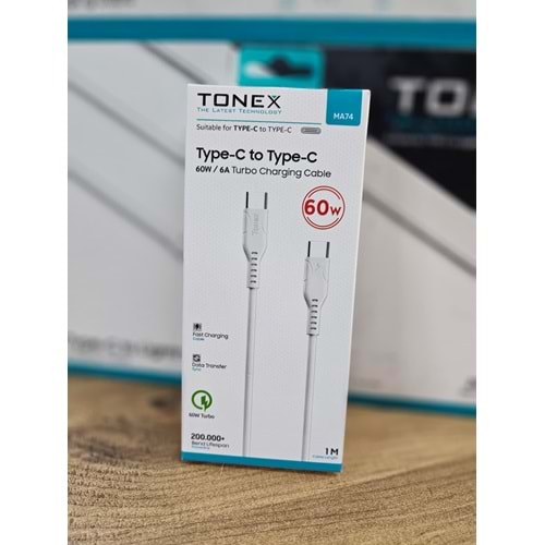 Tonex MA74 Typec to Typec PD Data Kablo 60w BEYAZ