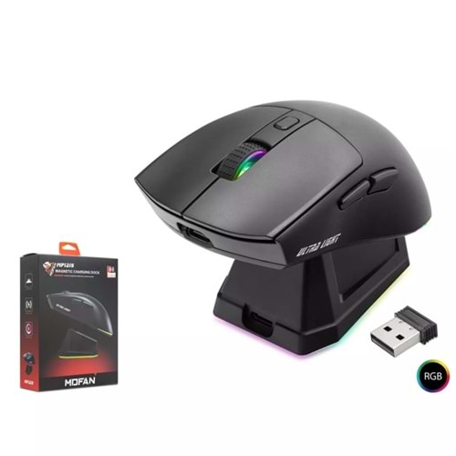 Hadron MOFAN MF1215B Kablosuz Gaming RGB Mouse Şarj Standlı - Siyah