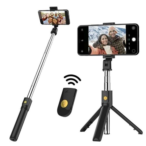 Seajın Tripod Özellikli Bluetooth Selfie Çubuğu İos Android - Siyah