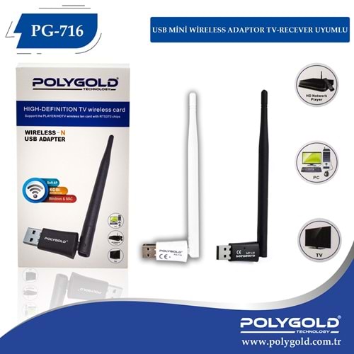 Polygold Pg-716 150 Mbps Antenli Wireless Usb Mini Adaptör