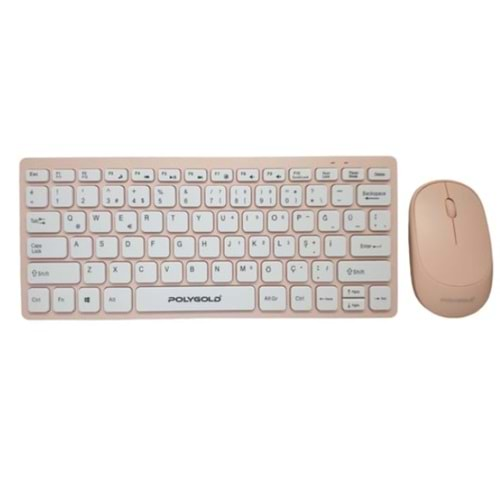 Polygold PG8030 Kablosuz Mini Klavye Mouse Seti - Pembe