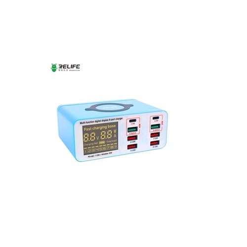 Relife Rl-304S 6 Port Kablosuz Qc Hızlı Şarj Aleti+6 USB 2 PD Type-C