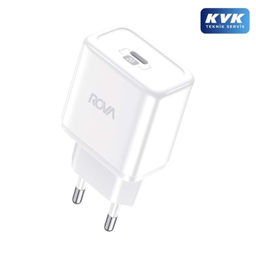 Rova RV-SB101T BD666 20W Şarj Aleti PD20W 1.2M C-C Beyaz Kablolu