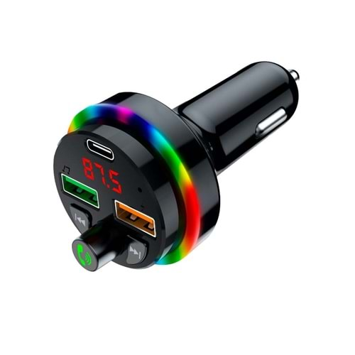 Sprange SFT1 PD 25W QC 3.1A USB Şarj RGB Led Fm Transmitter