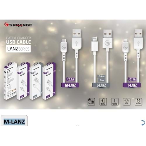 Sprange M-Lanz Micro Usb Kablo (2.1 Amper) 1.2 Mt