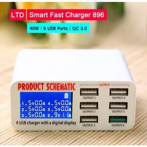 Çoklu Usb Hızlı Şarj 6 Port Model: 896