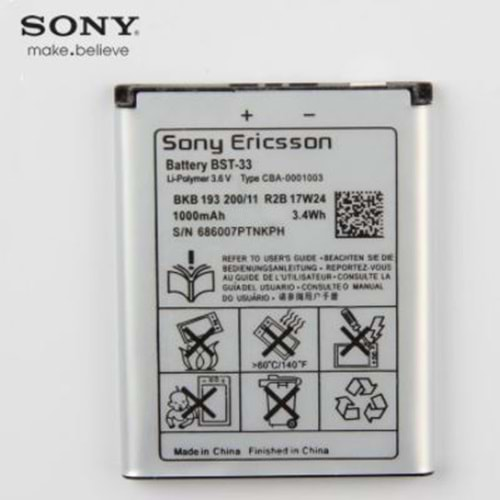 Sony Bts33 K800 Orjinal Batarya